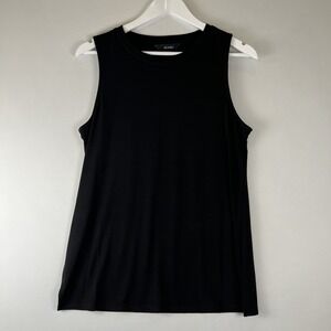 ALI MILES Black Tank Womens Size M Side Slits Packable Wrinkle Free Minimalist